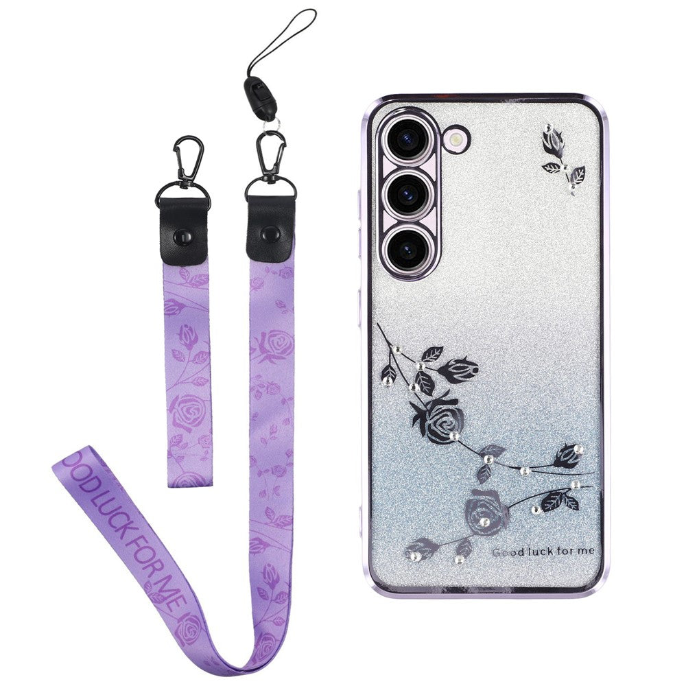 KADEM For Samsung Galaxy S22 5G Case Glitter Phone TPU Cover with Strap