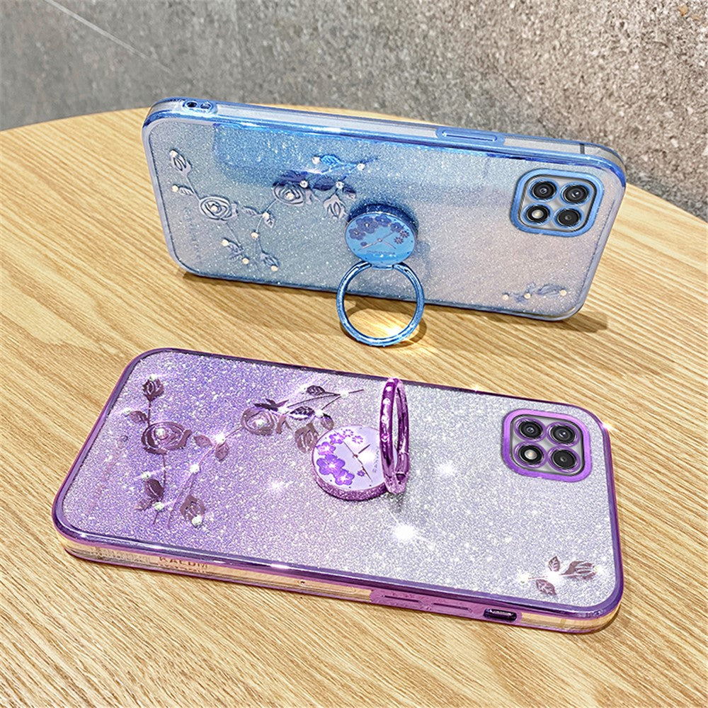 KADEM For Samsung Galaxy A22 5G (EU Version) Case Ring Kickstand TPU Mobile Phone Cover