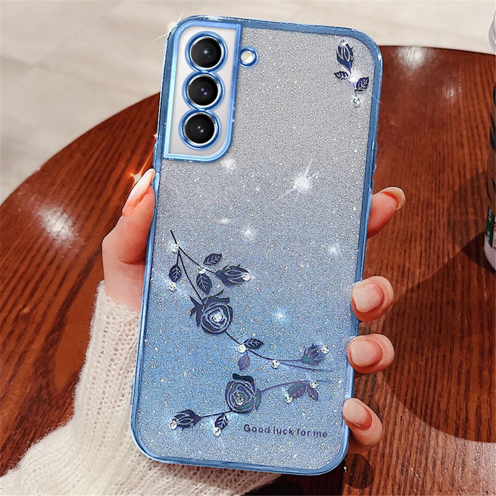 KADEM For Samsung Galaxy S21 4G / 5G Case TPU Glitter Phone Cover with Strap
