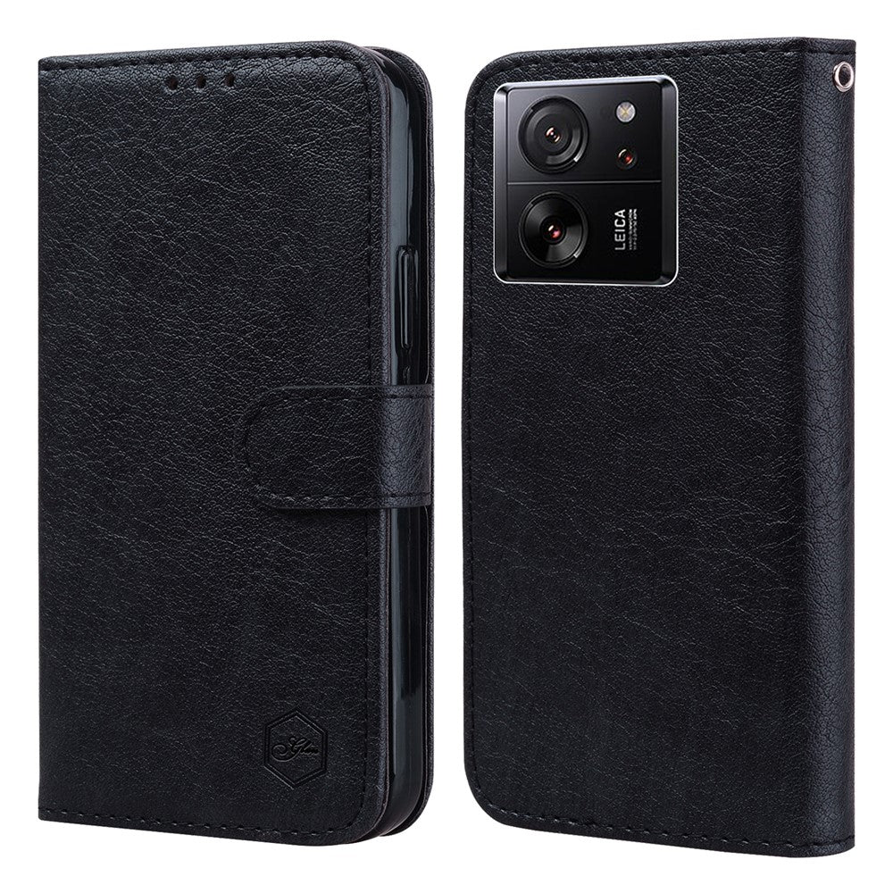 Cell Phone Stand Cover for Xiaomi 13T / 13T Pro / Redmi K60 Ultra Solid Color PU Leather Wallet Case