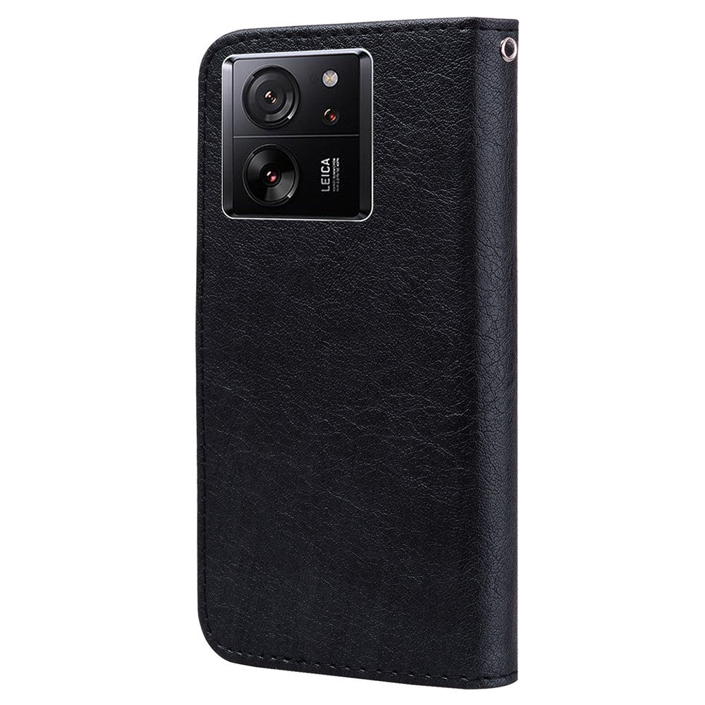 Cell Phone Stand Cover for Xiaomi 13T / 13T Pro / Redmi K60 Ultra Solid Color PU Leather Wallet Case