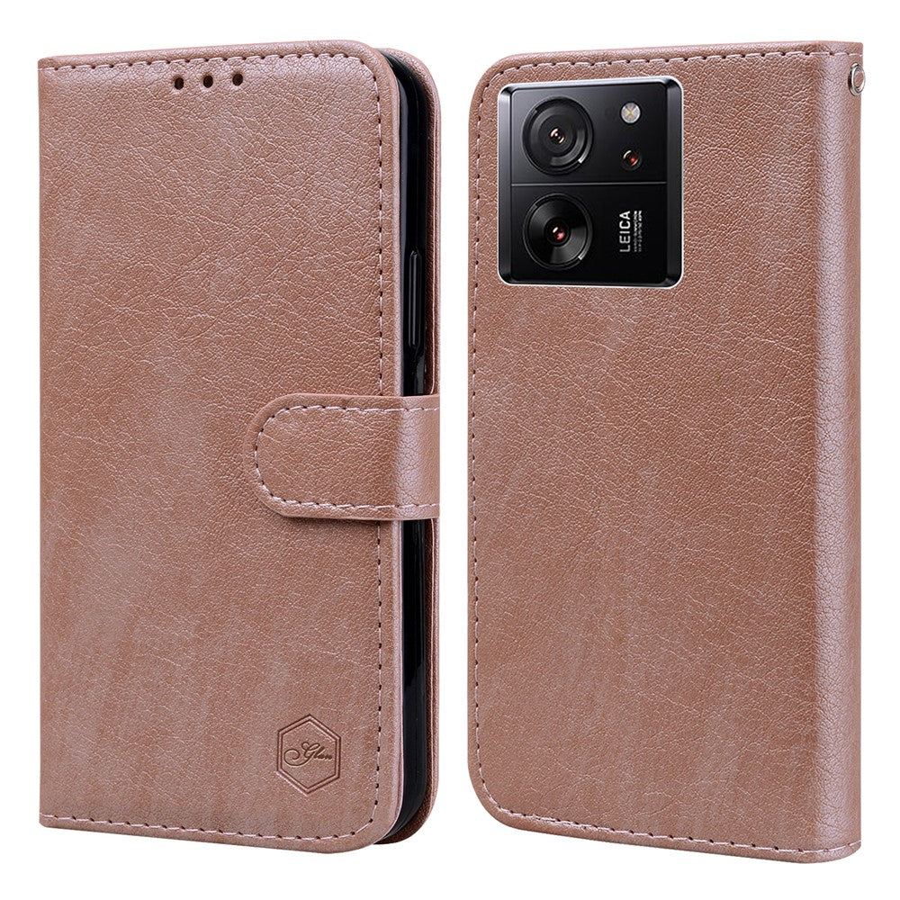 Cell Phone Stand Cover for Xiaomi 13T / 13T Pro / Redmi K60 Ultra Solid Color PU Leather Wallet Case