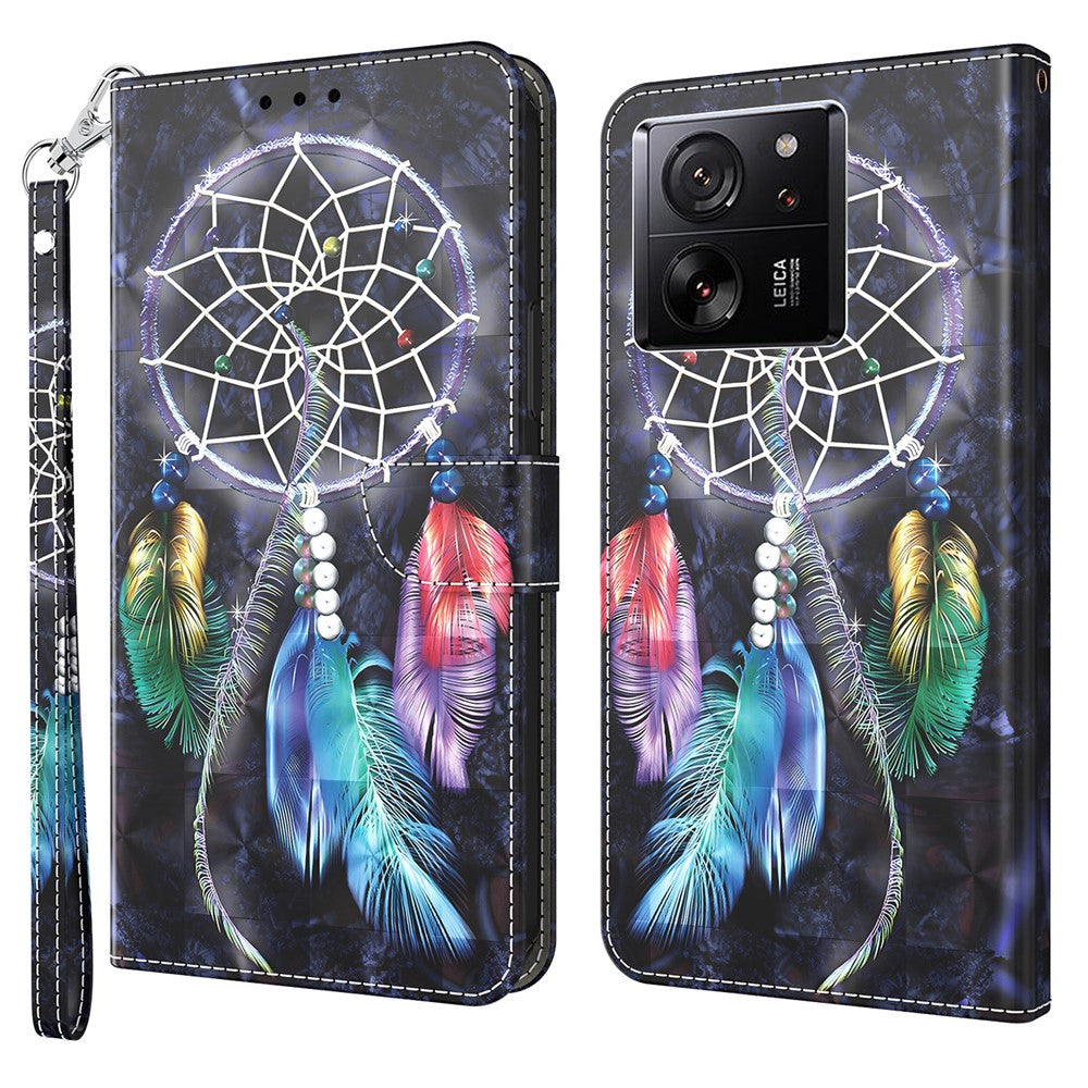 For Xiaomi 13T / 13T Pro / Redmi K60 Ultra Case PU Leather 3D Pattern Stand Flip Phone Cover