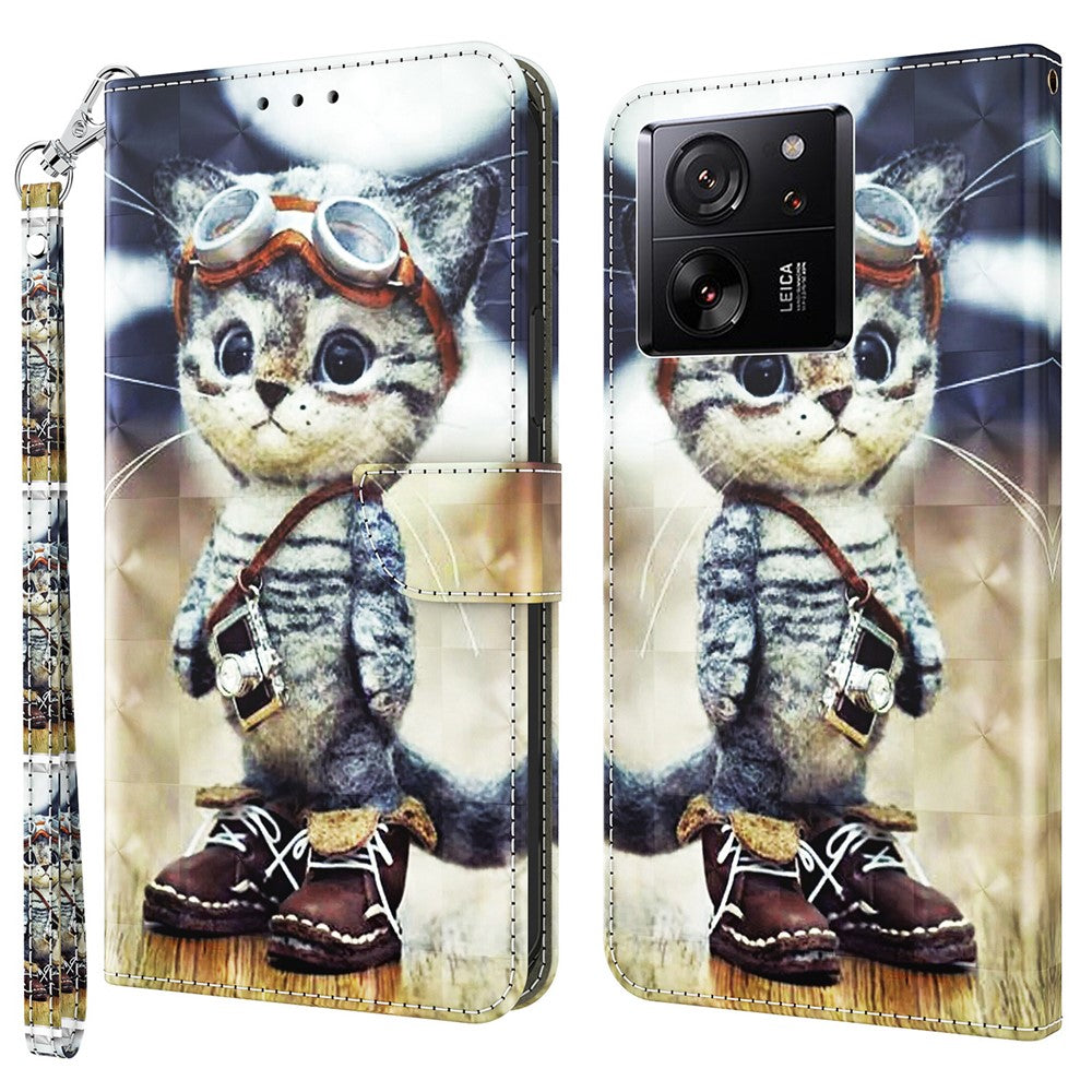 For Xiaomi 13T / 13T Pro / Redmi K60 Ultra Case PU Leather 3D Pattern Stand Flip Phone Cover