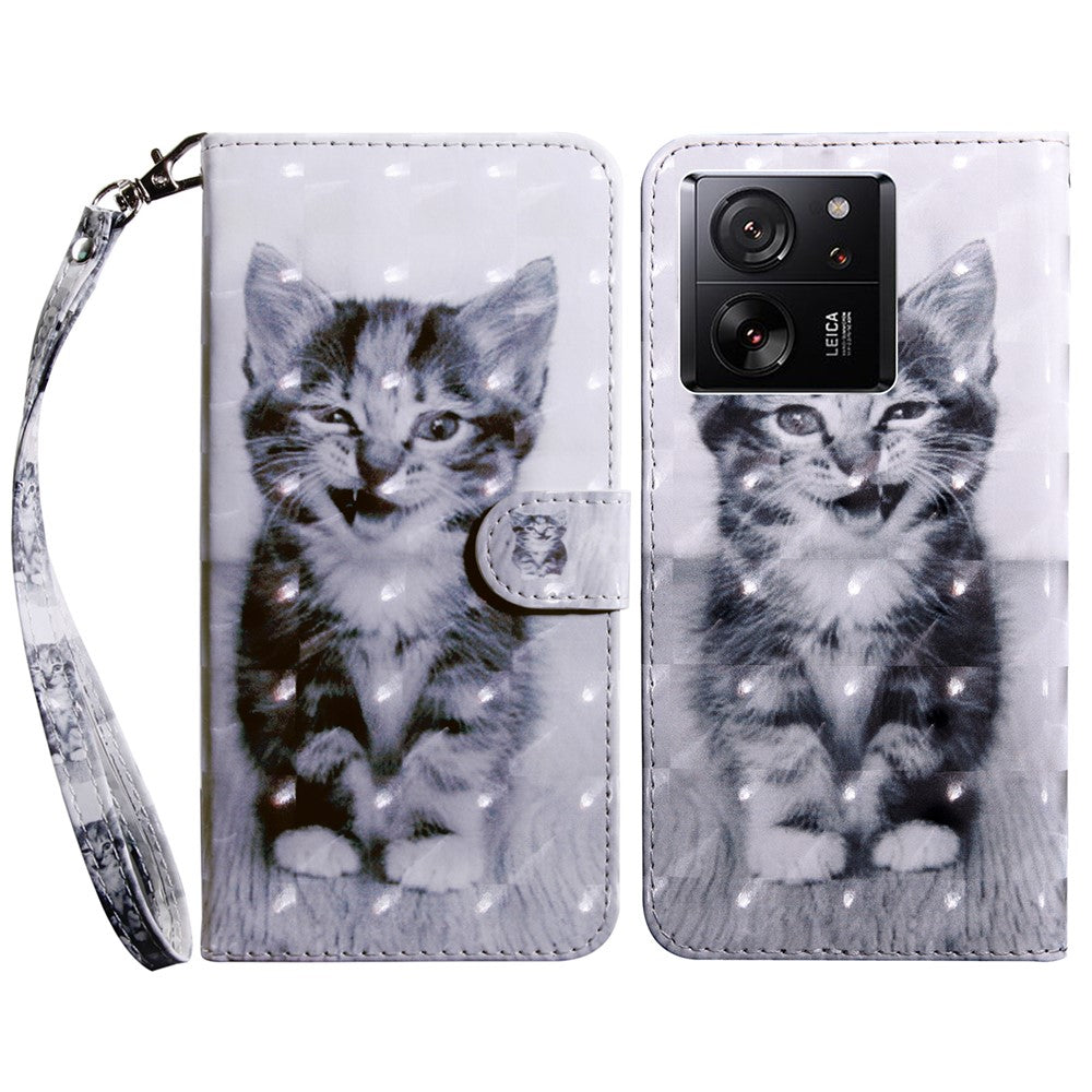 For Xiaomi 13T / 13T Pro / Redmi K60 Ultra Case PU Leather 3D Pattern Stand Flip Phone Cover