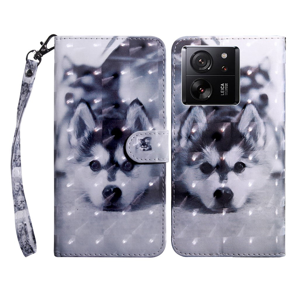 For Xiaomi 13T / 13T Pro / Redmi K60 Ultra Case PU Leather 3D Pattern Stand Flip Phone Cover