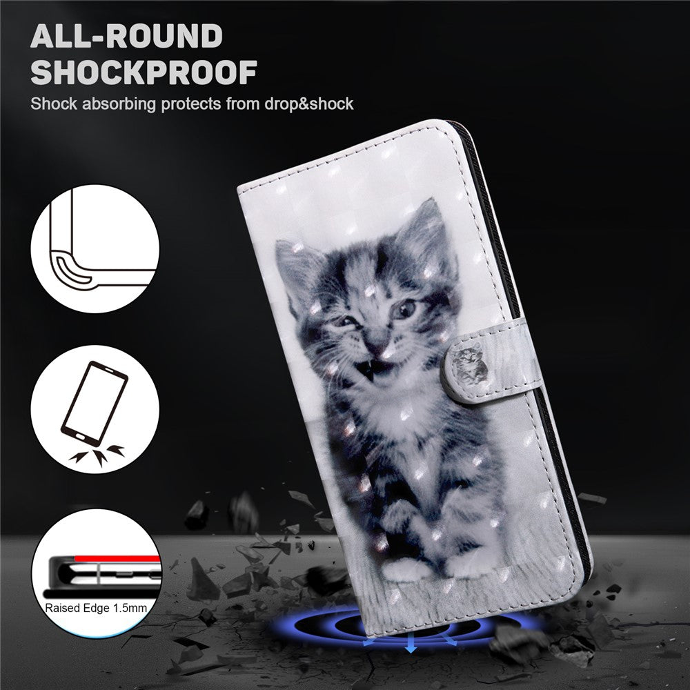 Til Samsung Galaxy A15 4G cover læderpung 3D mønsterprint telefoncover