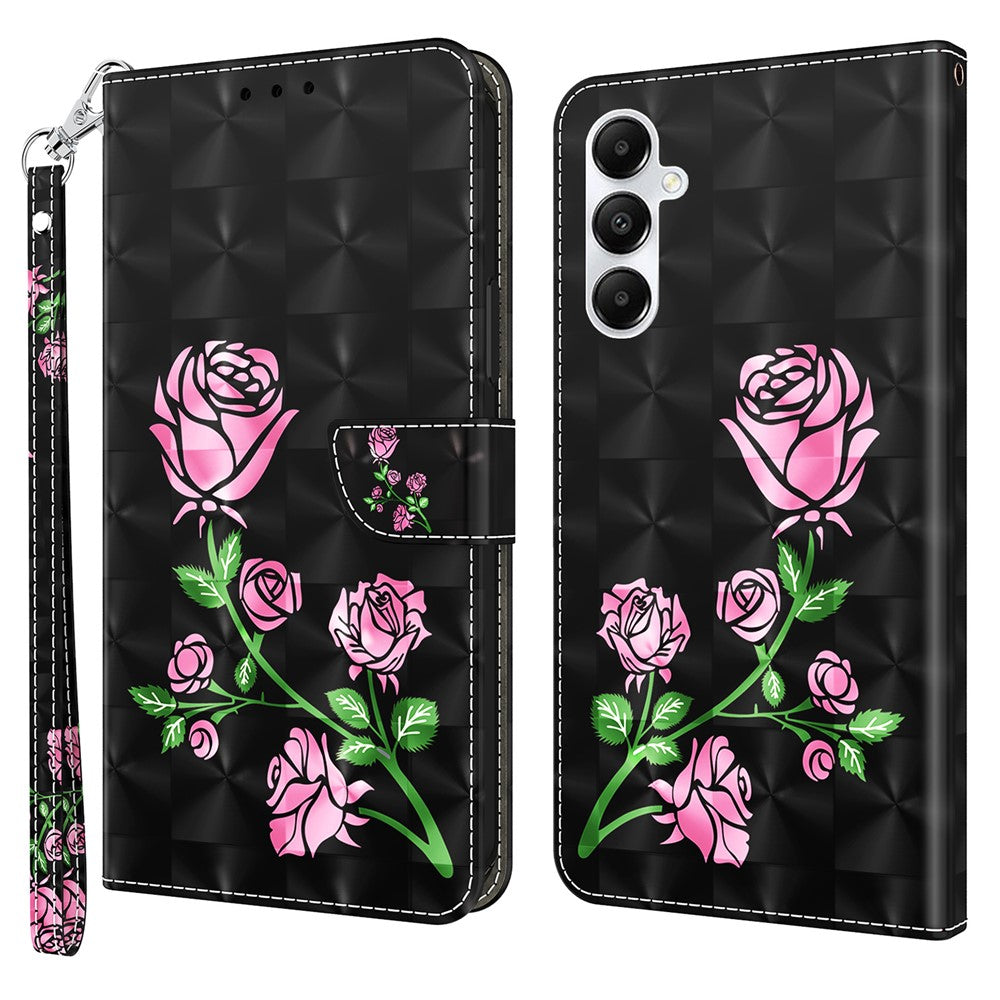 Til Samsung Galaxy A15 4G cover læderpung 3D mønsterprint telefoncover