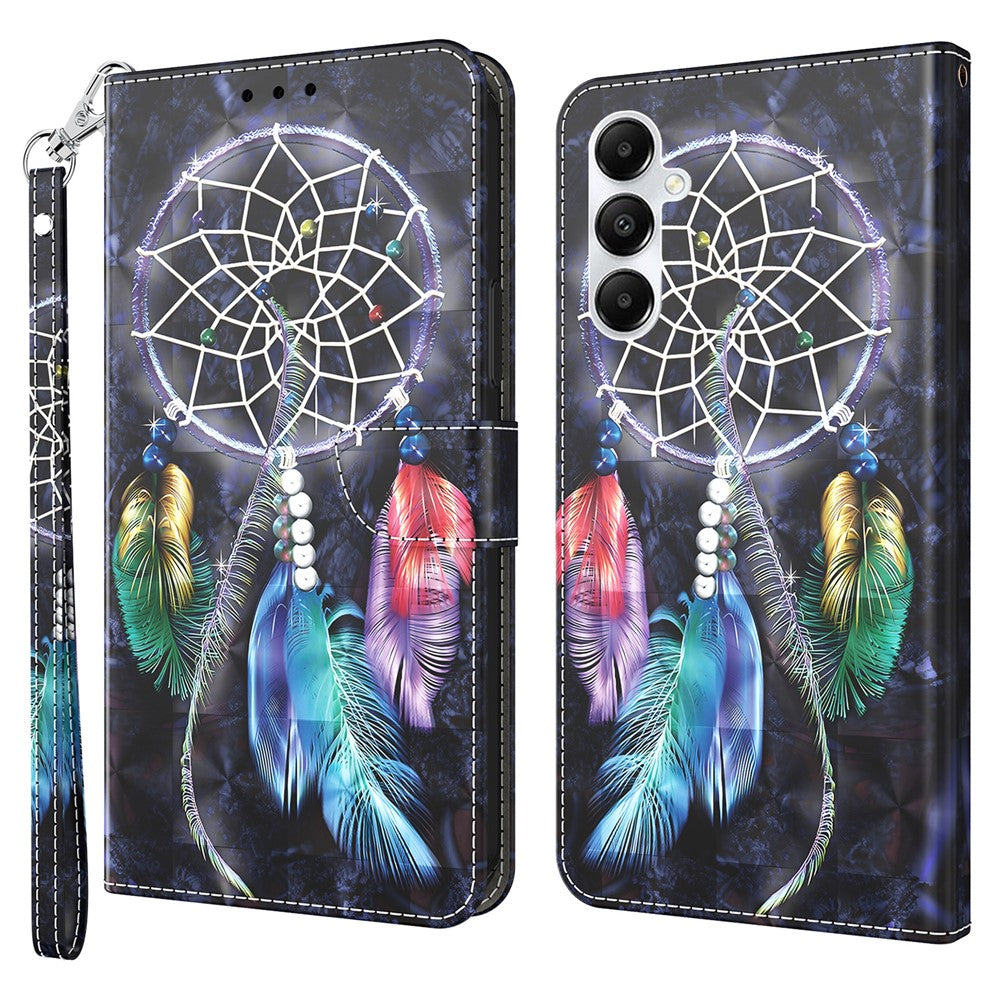 Samsung Galaxy A15 4G-skal i läder med 3D-mönstertryck och mobilfodral