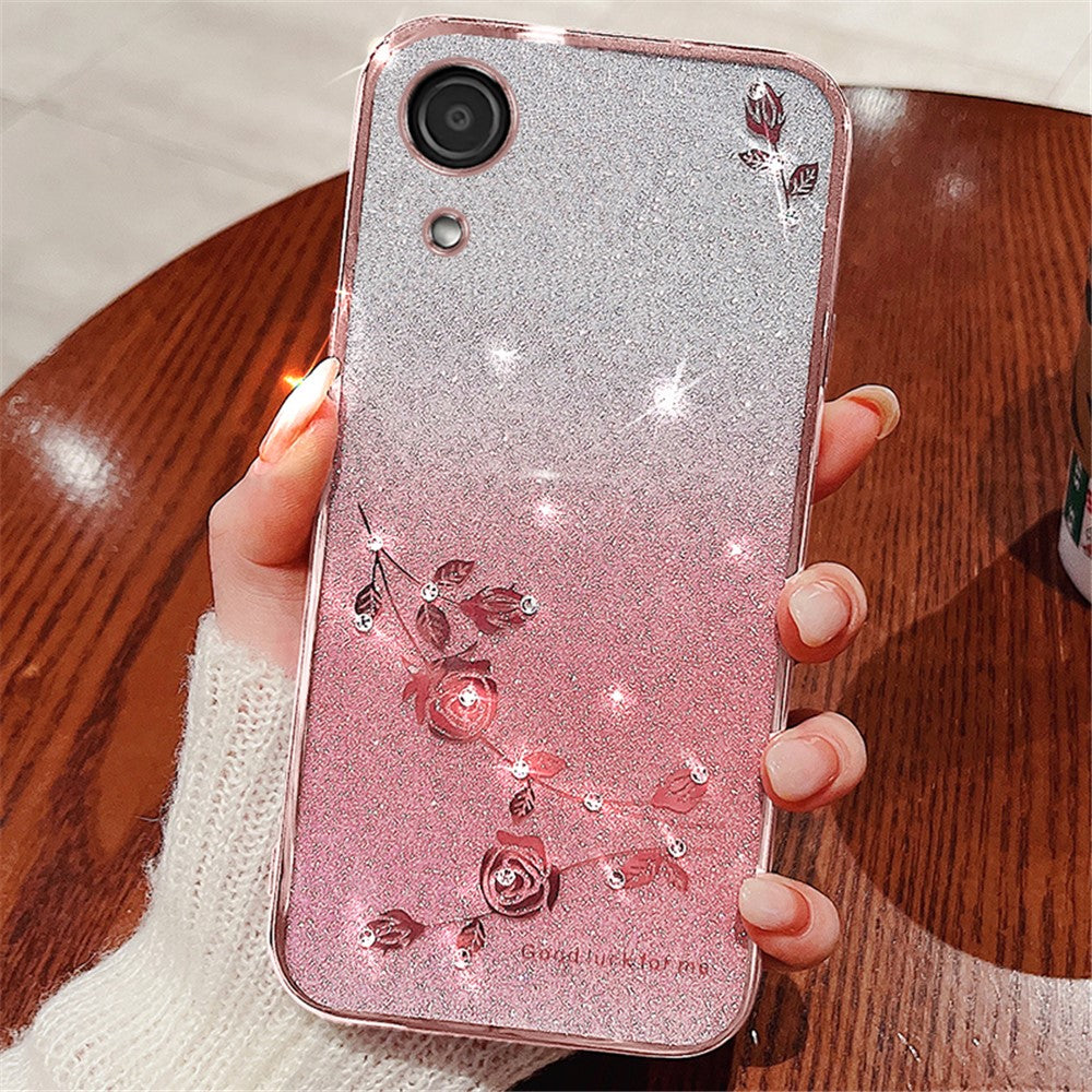 KADEM For Samsung Galaxy A03 Core Case Rhinestone Decor Glitter TPU Cellphone Cover