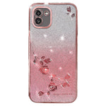 KADEM For Samsung Galaxy A03 (164.2mm) TPU Case Glitter Rhinestone Flower Phone Cover
