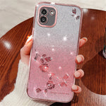 KADEM For Samsung Galaxy A03 (164.2mm) TPU Case Glitter Rhinestone Flower Phone Cover