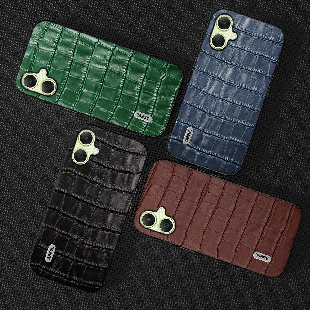 ABEEL For Samsung Galaxy A05 4G Case Genuine Cow Leather Coated Back Phone Cover