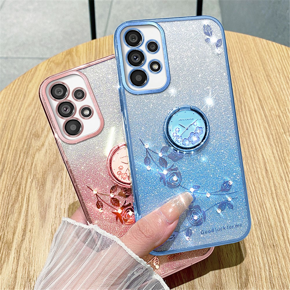 KADEM til Samsung Galaxy A52 4G / A52 5G / A52s 5G TPU Cover Glitter Stander Telefon Cover