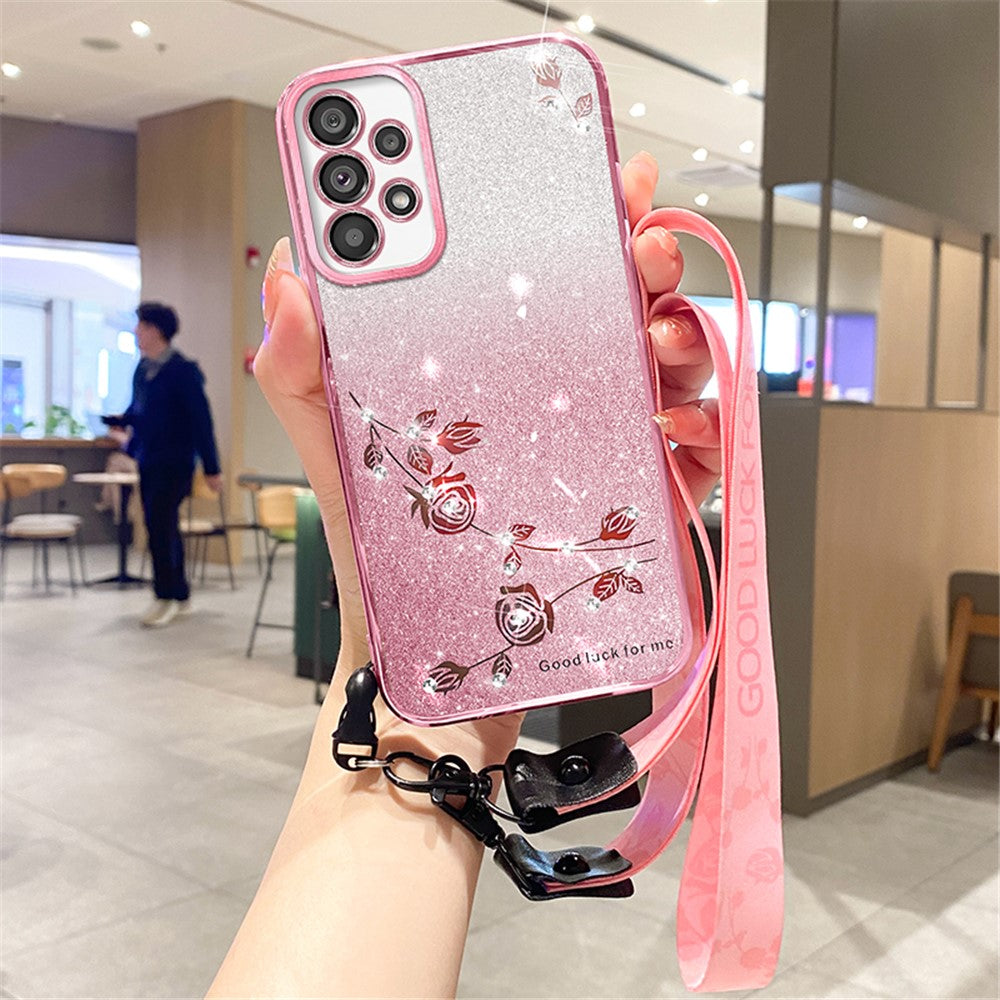 KADEM For Samsung Galaxy A33 5G Case TPU Glitter Phone Anti-fall Cover with Strap