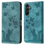 Til Samsung Galaxy A15 5G Cover Sommerfugl Kat Præget PU-læder Telefoncover