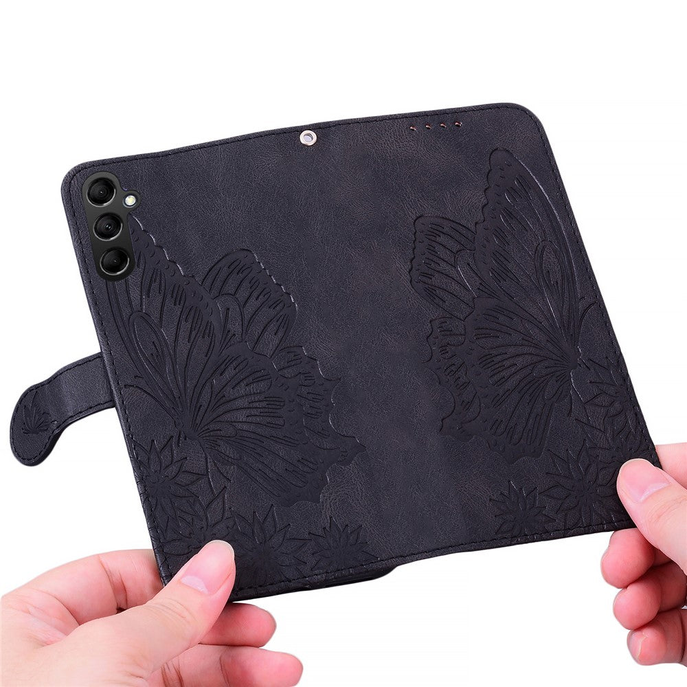 For Samsung Galaxy A15 5G Case Big Butterfly Imprinted PU Leather Phone Cover with Wrist Strap