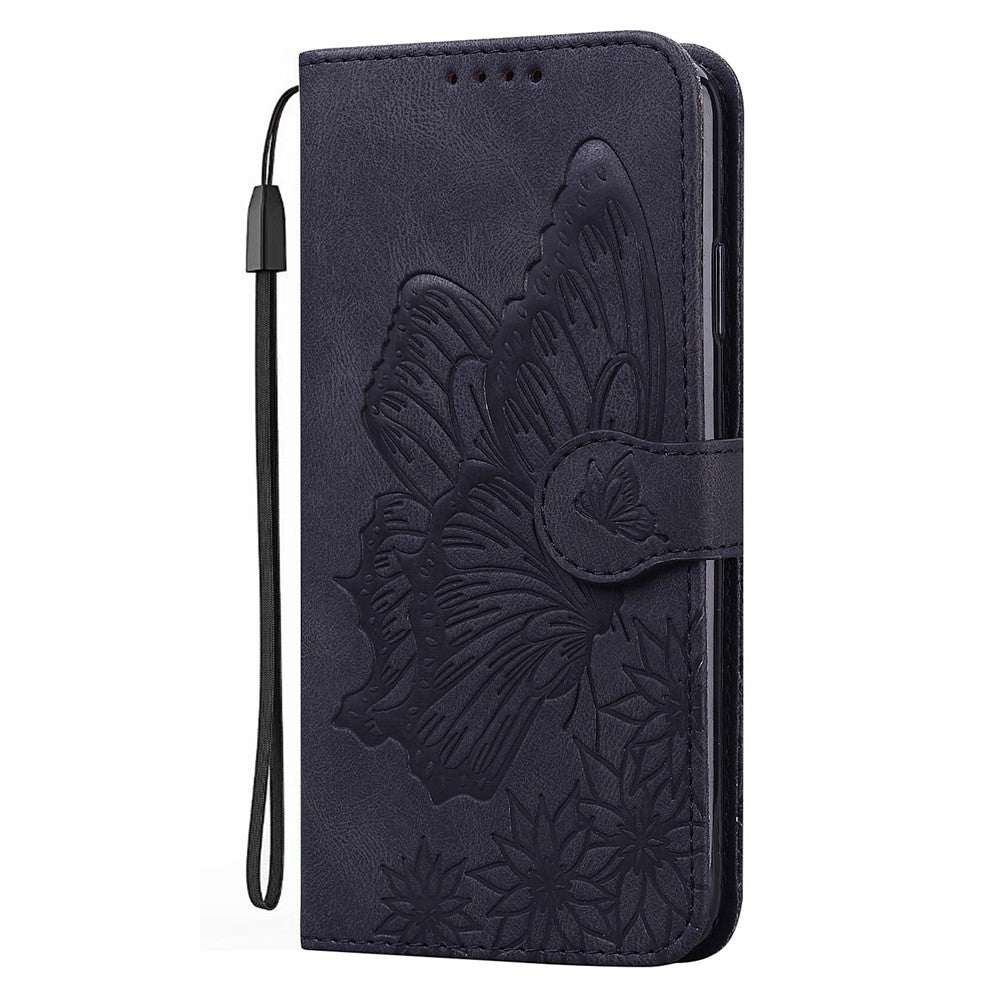 For Samsung Galaxy A15 5G Case Big Butterfly Imprinted PU Leather Phone Cover with Wrist Strap
