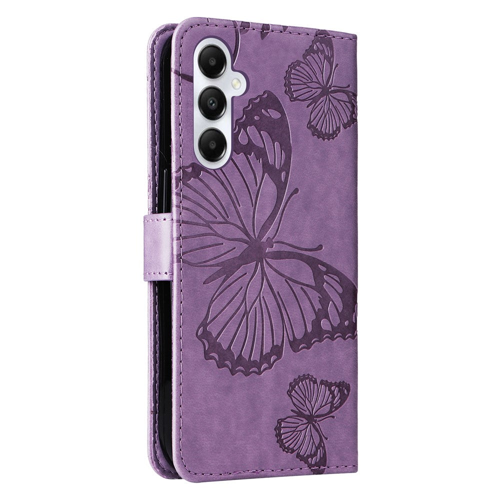 Samsung Galaxy A05s 4G Plånboksfodral Läderfodral med Blommigt Fjärilstryck och Stativ