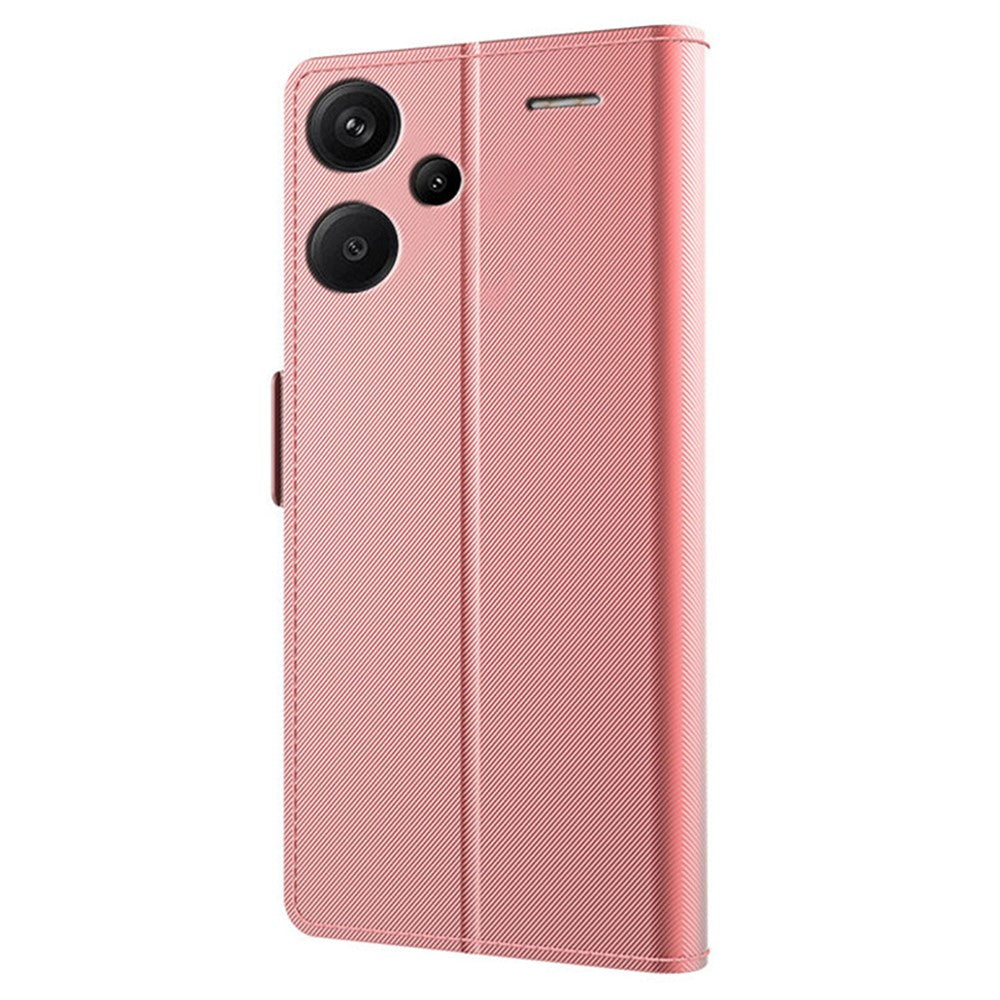 For Xiaomi Redmi Note 13 Pro+ 5G Mirror Design Stand Case PU Leather Phone Cover with Card Slot