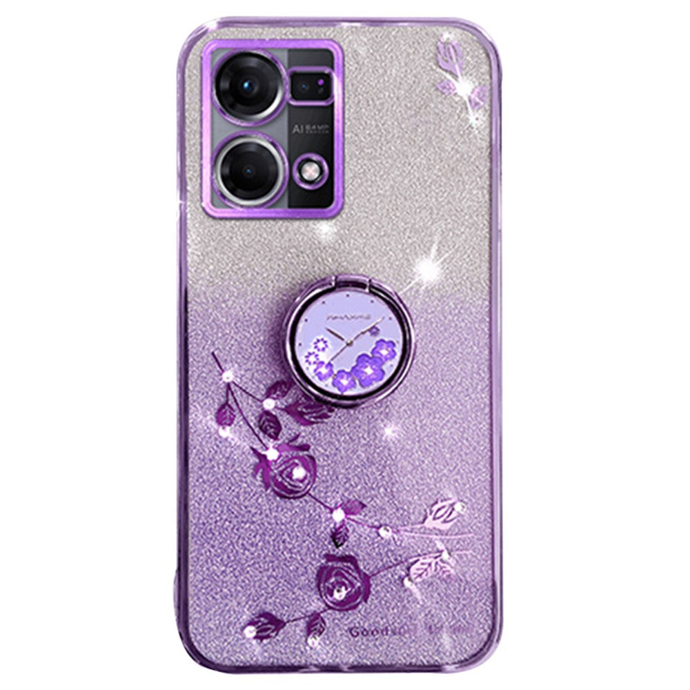 KADEM För Oppo Reno7 4G / F21 Pro 4G / F21s Pro 4G / Reno8 4G Fodral Kickstand TPU Glitter mobilskydd