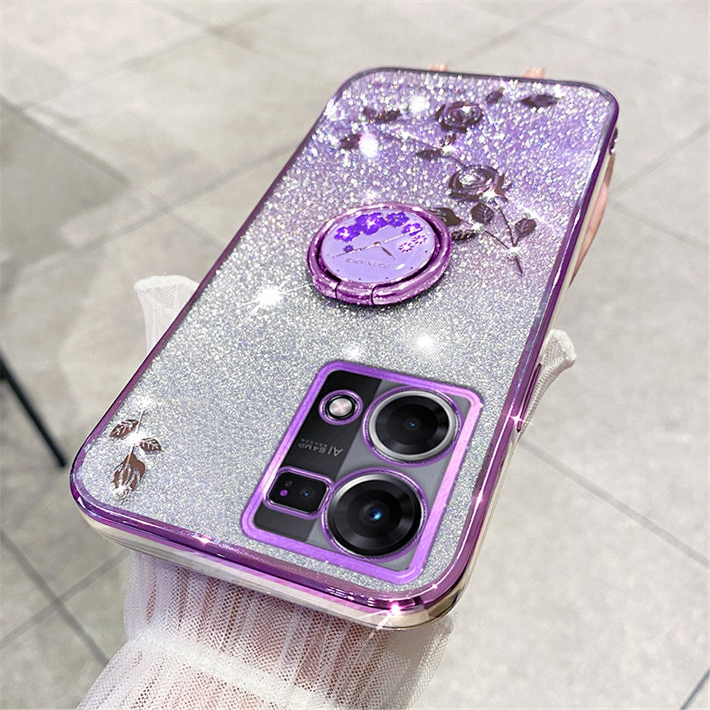 KADEM För Oppo Reno7 4G / F21 Pro 4G / F21s Pro 4G / Reno8 4G Fodral Kickstand TPU Glitter mobilskydd