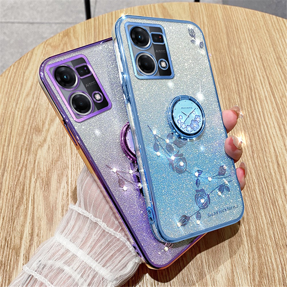 KADEM För Oppo Reno7 4G / F21 Pro 4G / F21s Pro 4G / Reno8 4G Fodral Kickstand TPU Glitter mobilskydd