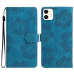 For Samsung Galaxy A05 4G etui med præget blomstermønster i PU-læder, tegnebogstelefoncover