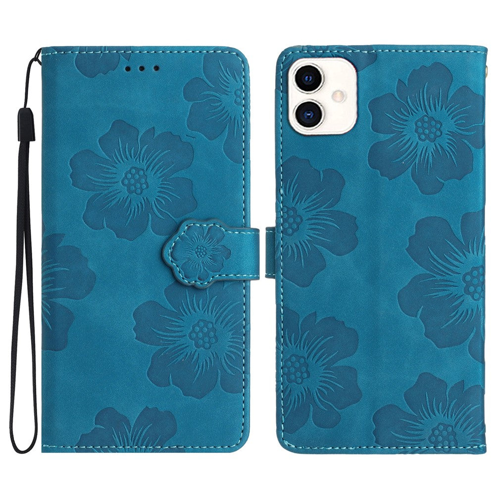 For Samsung Galaxy A05 4G etui med præget blomstermønster i PU-læder, tegnebogstelefoncover