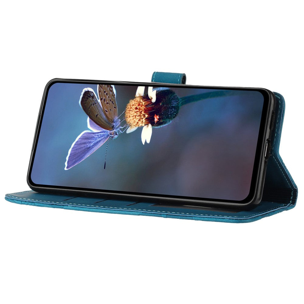 For Samsung Galaxy A05 4G etui med præget blomstermønster i PU-læder, tegnebogstelefoncover