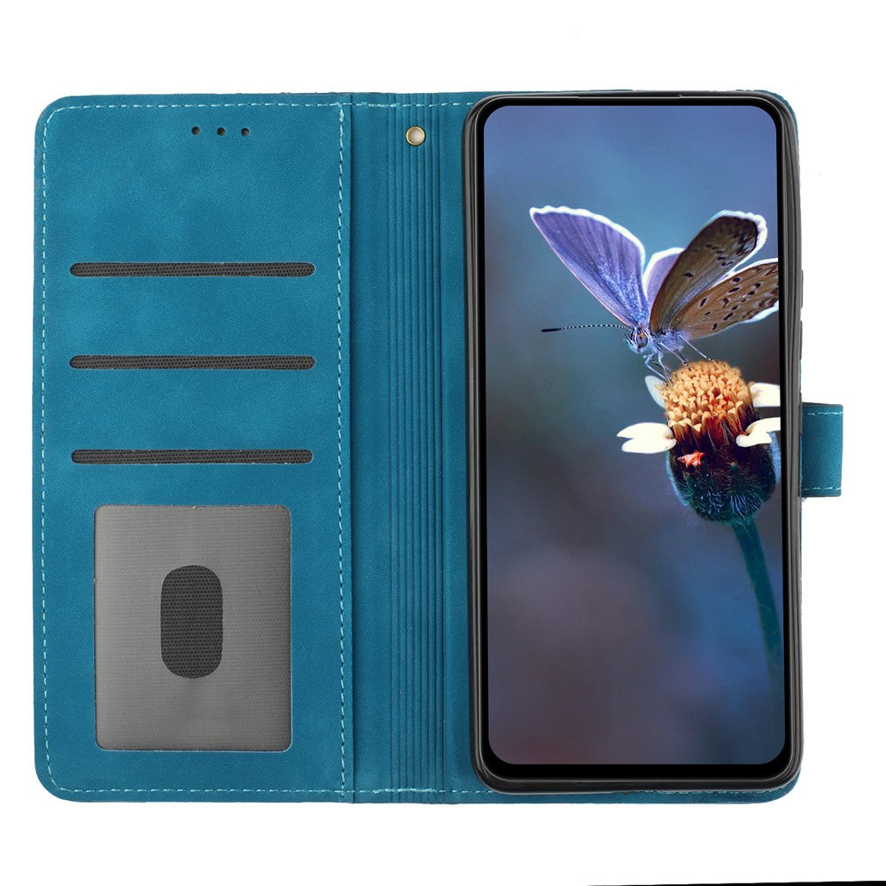 For Samsung Galaxy A05 4G etui med præget blomstermønster i PU-læder, tegnebogstelefoncover