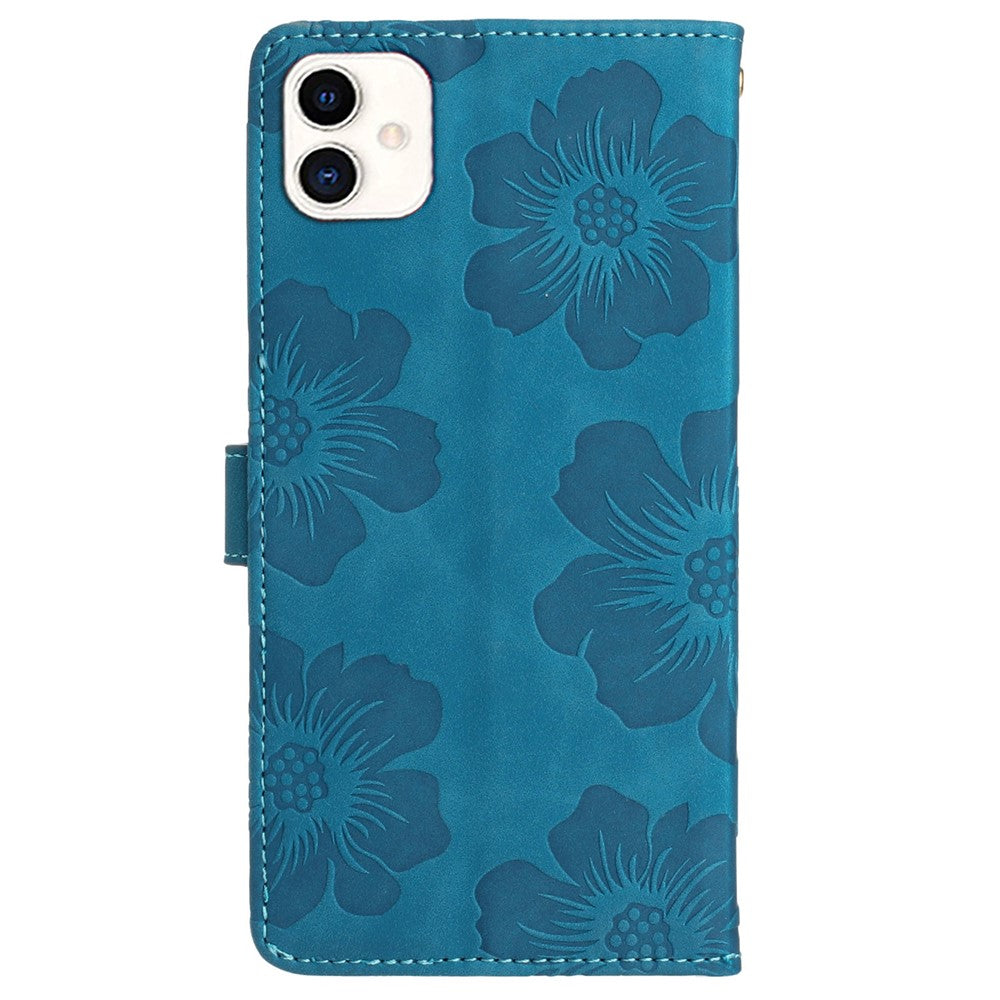 For Samsung Galaxy A05 4G etui med præget blomstermønster i PU-læder, tegnebogstelefoncover