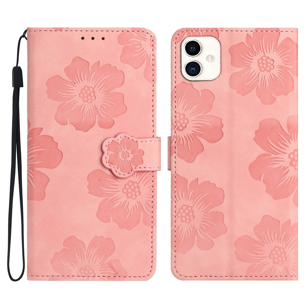 For Samsung Galaxy A05 4G etui med præget blomstermønster i PU-læder, tegnebogstelefoncover