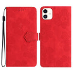 For Samsung Galaxy A05 4G etui med præget blomstermønster i PU-læder, tegnebogstelefoncover