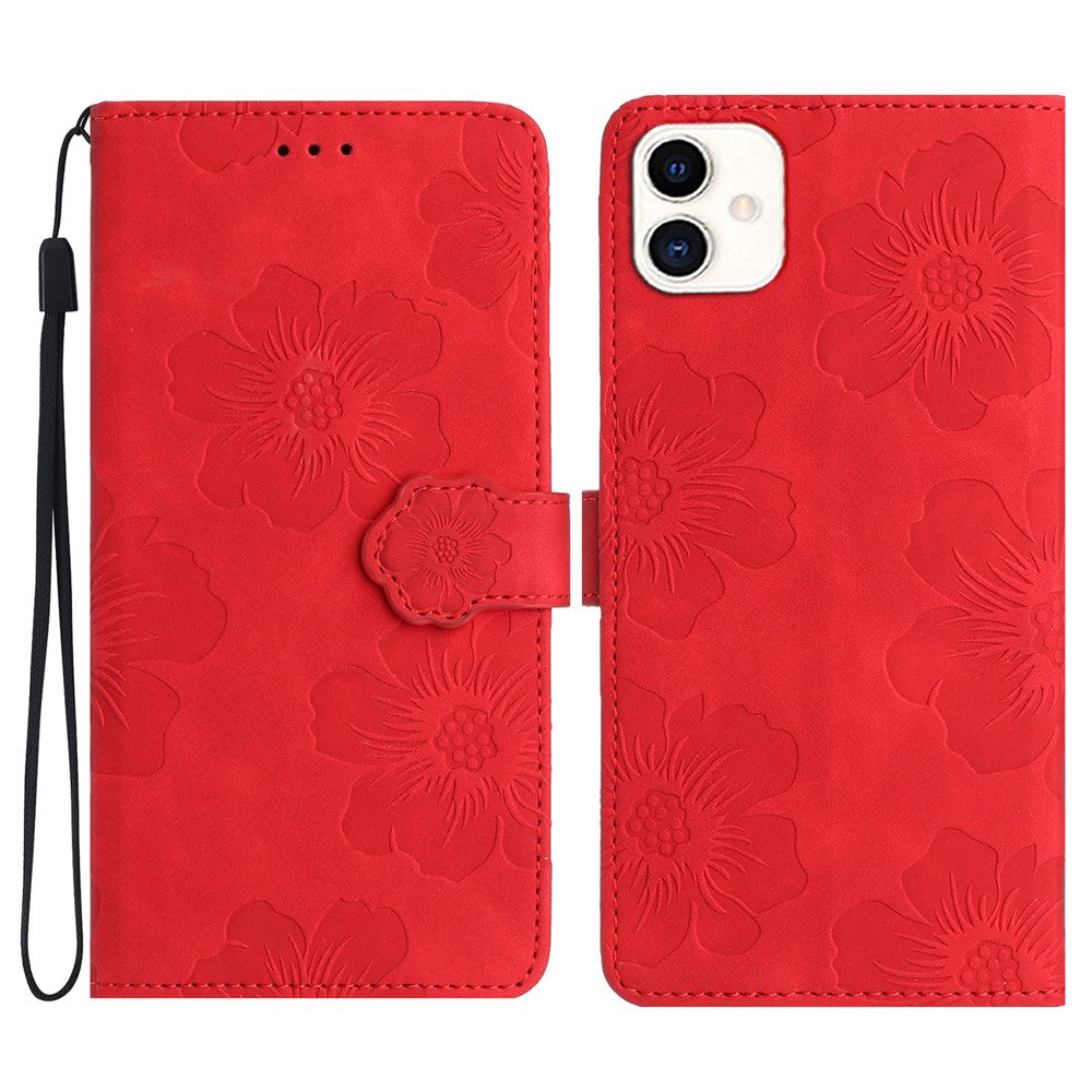 For Samsung Galaxy A05 4G etui med præget blomstermønster i PU-læder, tegnebogstelefoncover