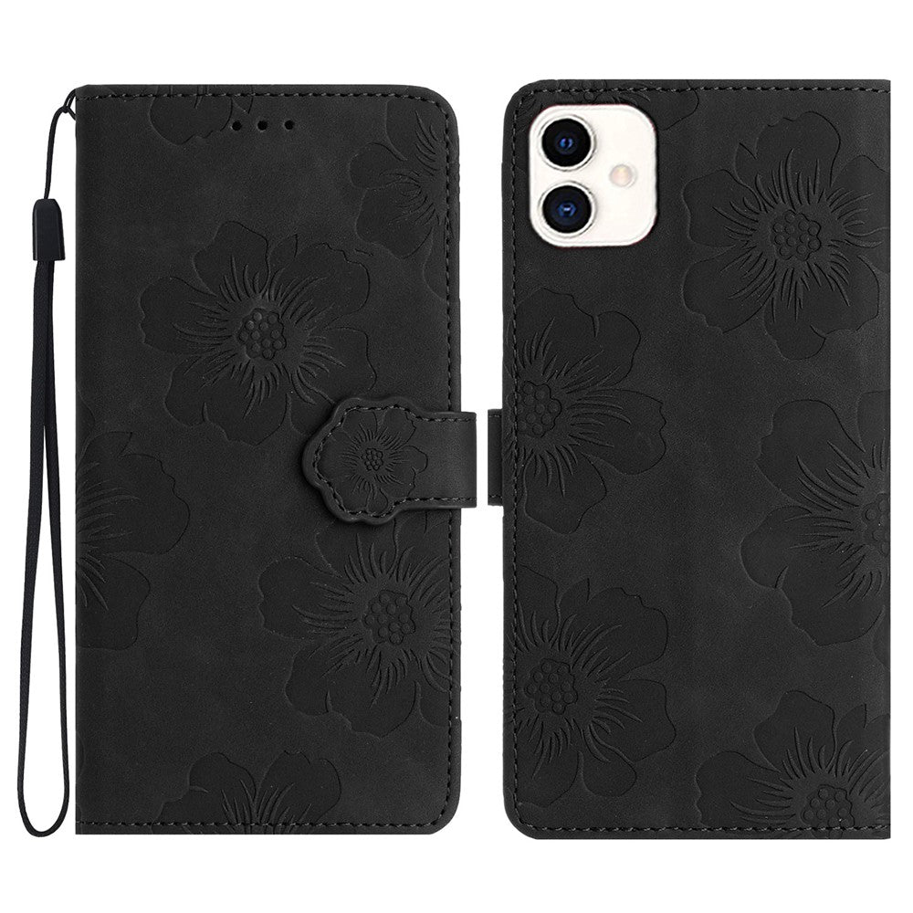For Samsung Galaxy A05 4G etui med præget blomstermønster i PU-læder, tegnebogstelefoncover