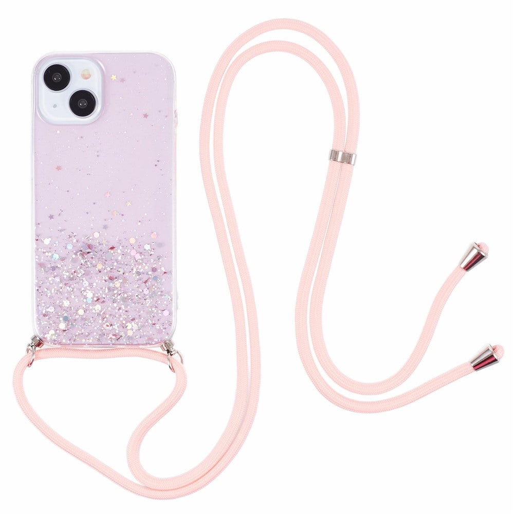 AW Series for iPhone 15 Case Sparkle Epoxy TPU Phone Cover with Lanyard