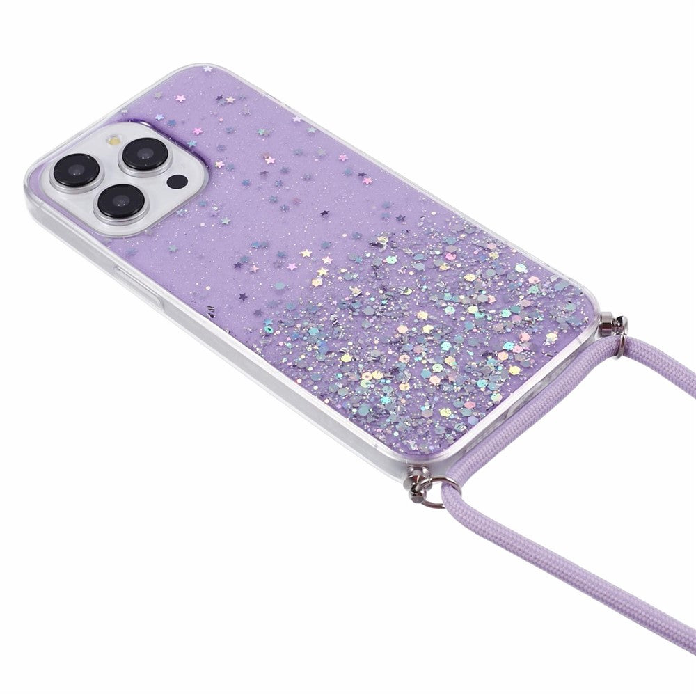 AW Series for iPhone 15 Pro Slim-Fit Phone Shell Epoxy Flexible TPU Case with Lanyard
