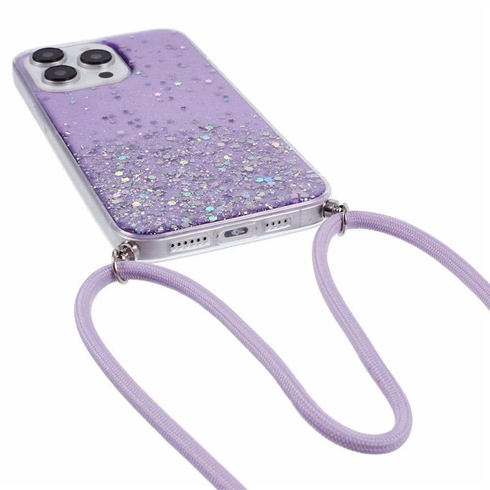 AW Series for iPhone 15 Pro Slim-Fit Phone Shell Epoxy Flexible TPU Case with Lanyard
