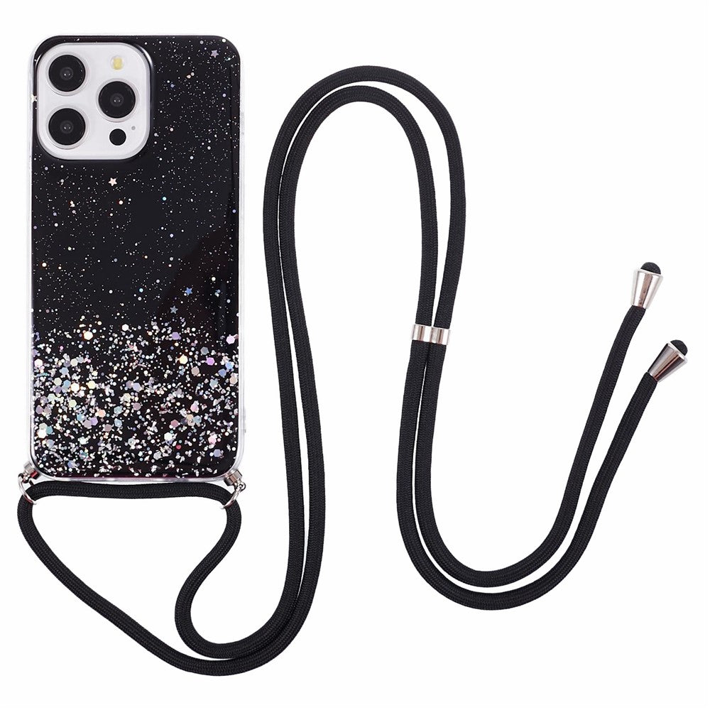 AW Series for iPhone 15 Pro Slim-Fit Phone Shell Epoxy Flexible TPU Case with Lanyard
