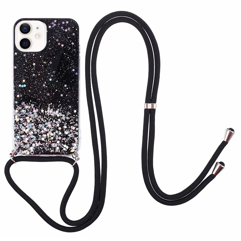 AW Series for iPhone 12 Pro / 12 Case Sparkle Epoxy TPU Phone Shell with Lanyard