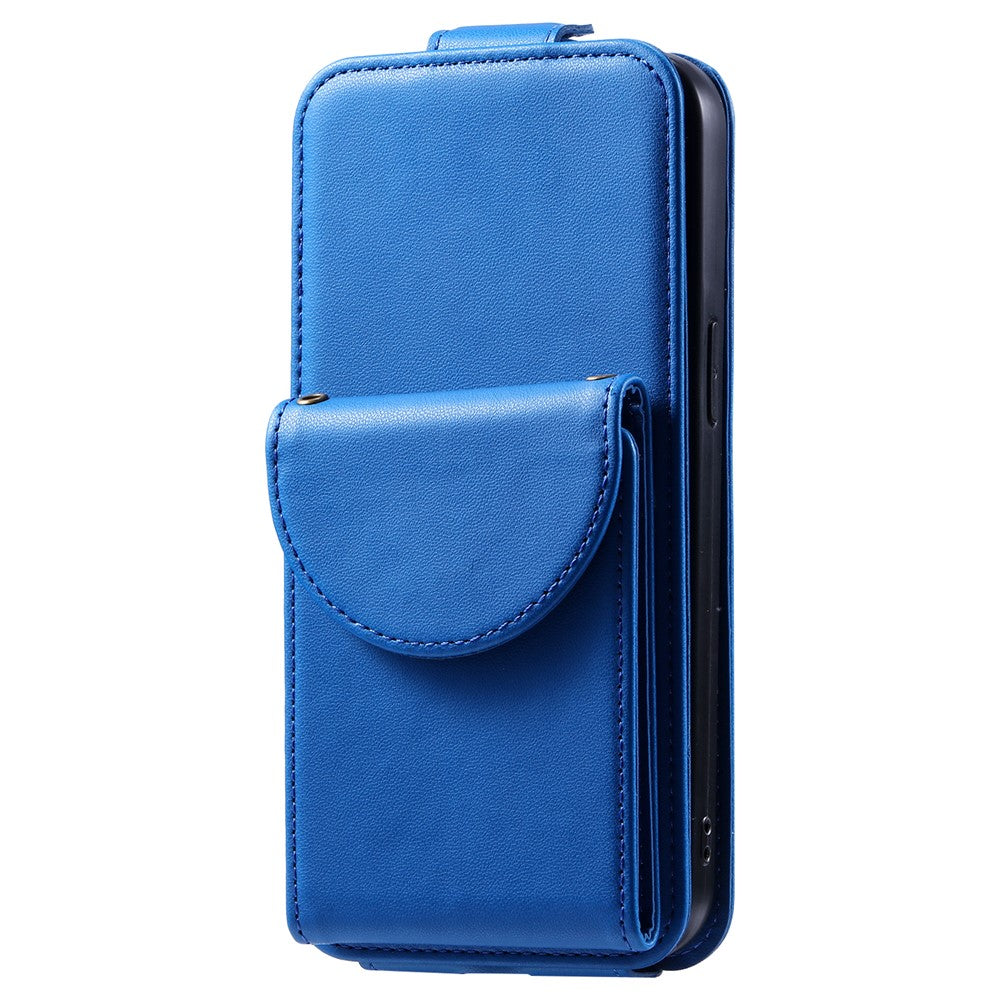 For iPhone 12 / 12 Pro PU Leather + TPU Phone Case Vertical Card Holder Phone Cover with 2 Straps