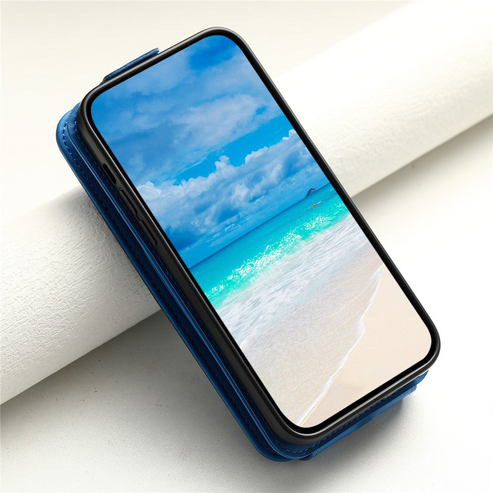 For iPhone 12 / 12 Pro PU Leather + TPU Phone Case Vertical Card Holder Phone Cover with 2 Straps