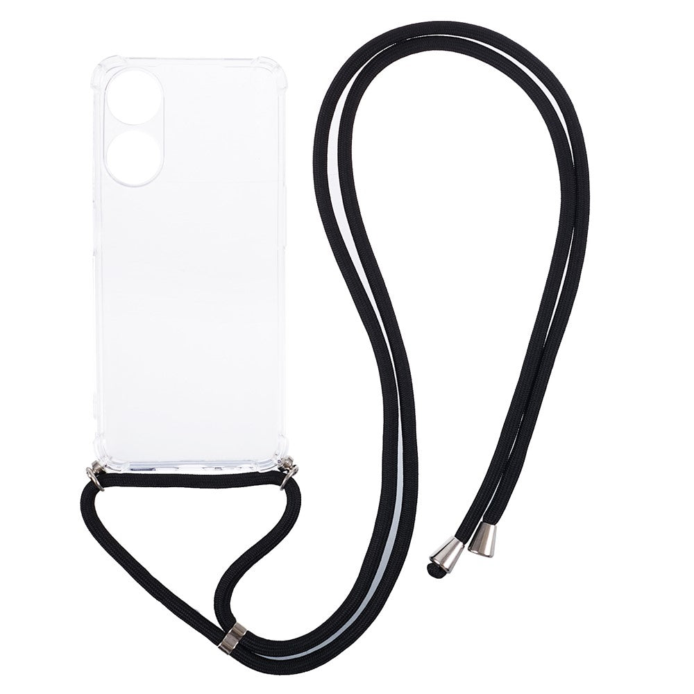 For Oppo A58 5G / A78 5G Case Transparent Flexible TPU Phone Cover with Lanyard
