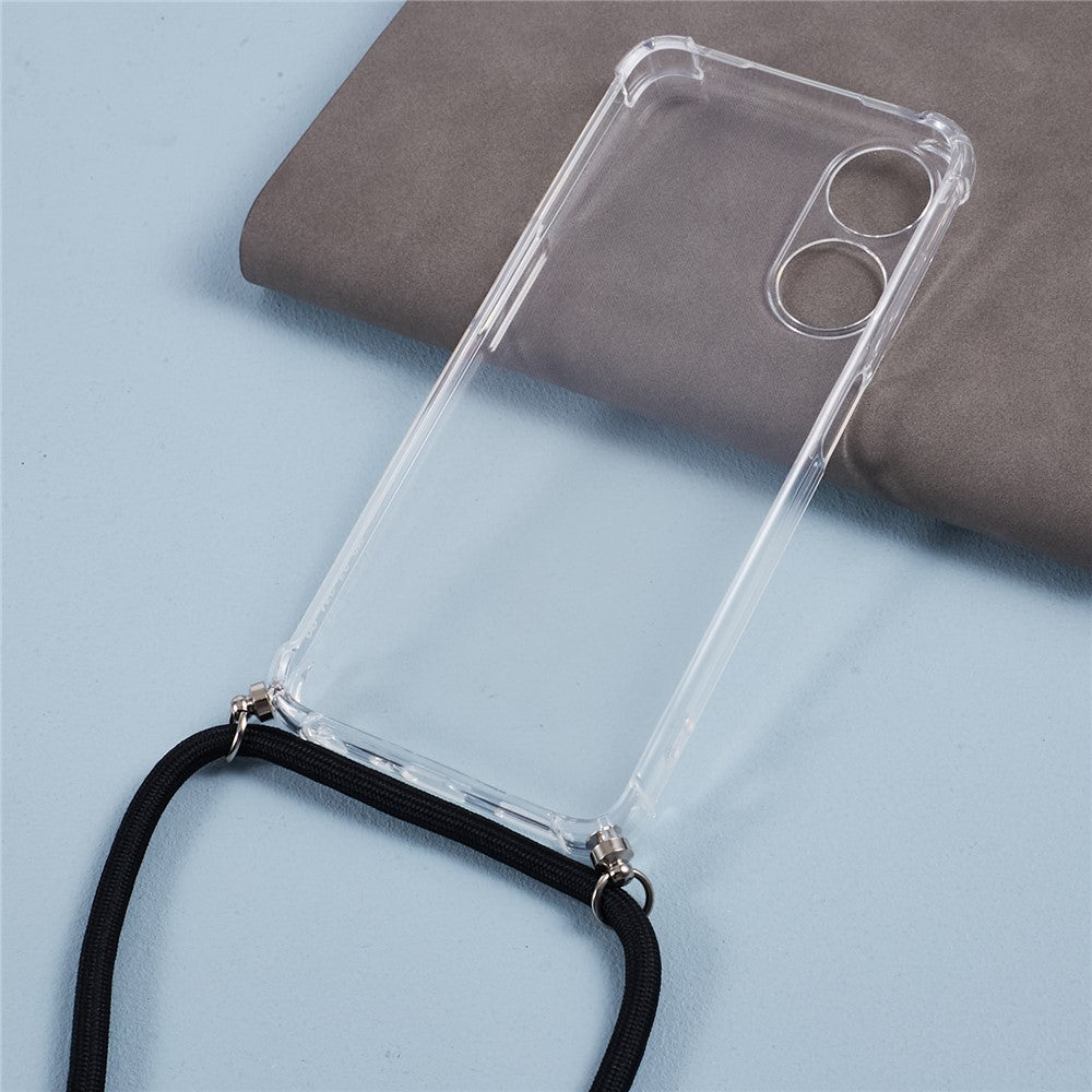 For Oppo A58 5G / A78 5G Case Transparent Flexible TPU Phone Cover with Lanyard