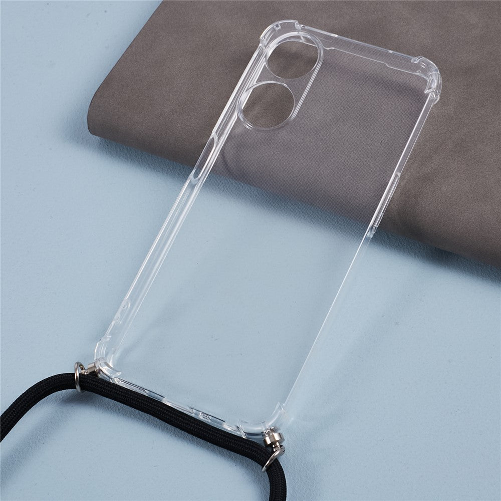For Oppo A58 5G / A78 5G Case Transparent Flexible TPU Phone Cover with Lanyard