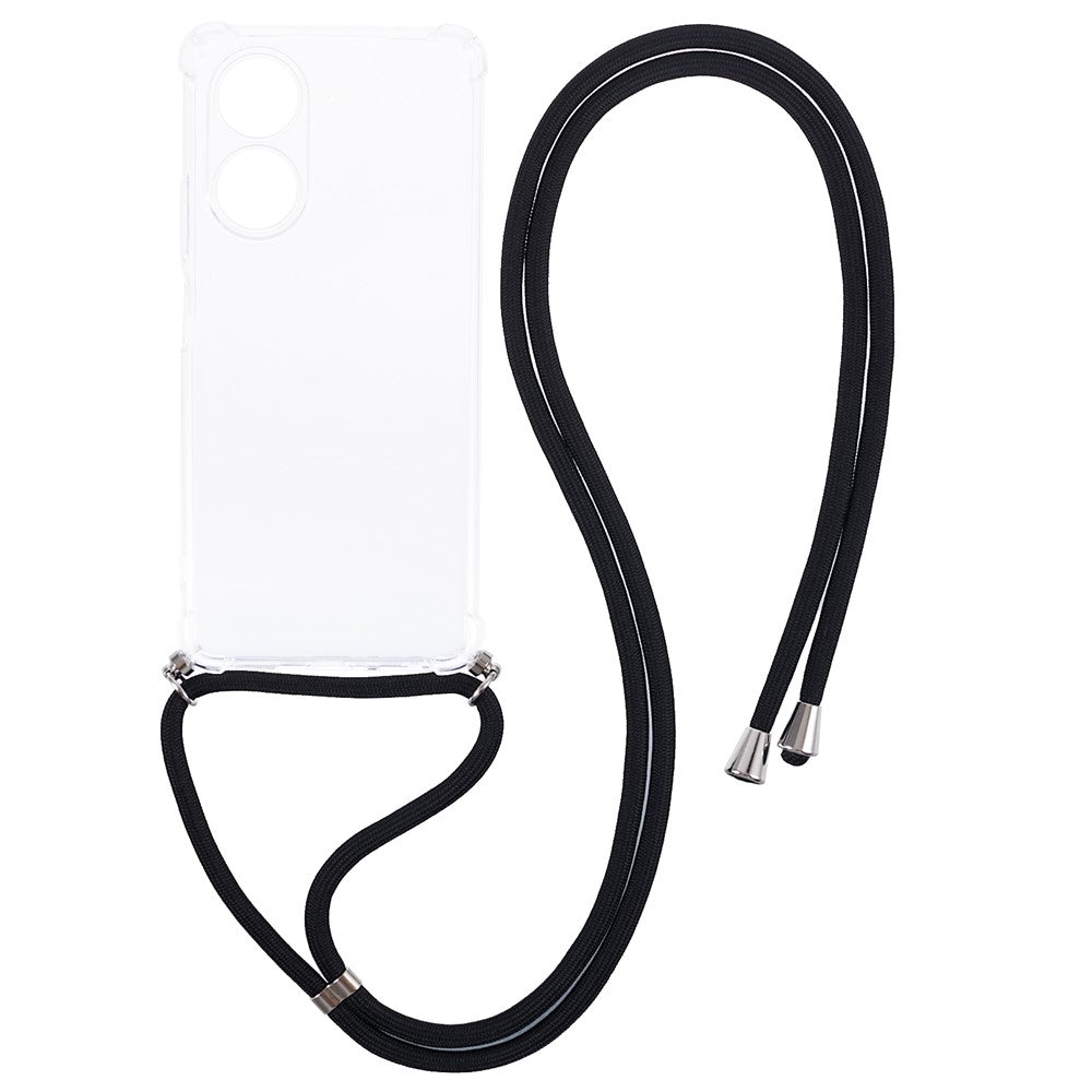 For Oppo A58 4G Case Precise Cutout Soft TPU Clear Phone Cover with Lanyard