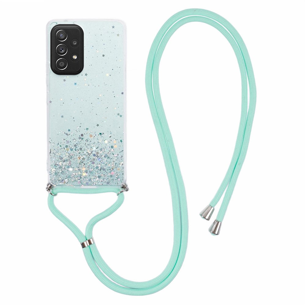 AW-serien til Samsung Galaxy A52 4G / A52s 5G / A52 5G, glitter-epoxy-TPU-mobilskal med snor