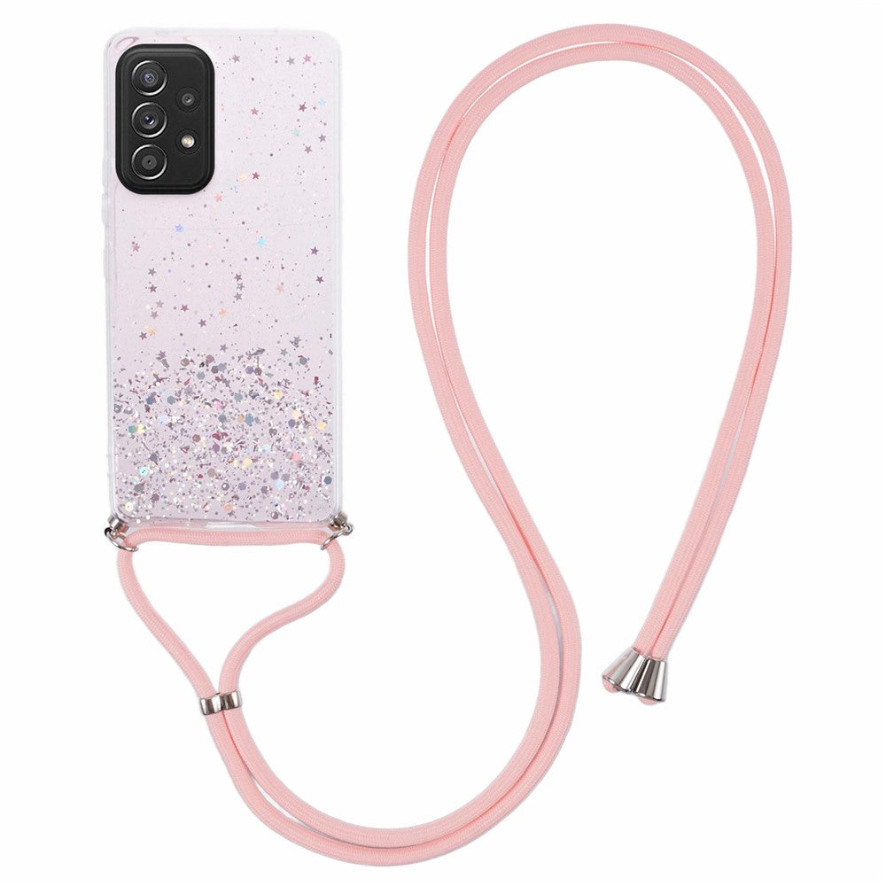 AW-serien til Samsung Galaxy A52 4G / A52s 5G / A52 5G, glitter-epoxy-TPU-mobilskal med snor