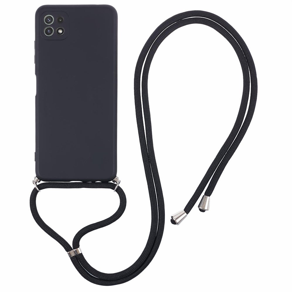 For Samsung Galaxy A22 5G (EU Version) Case Camera Protection TPU Phone Cover with Lanyard